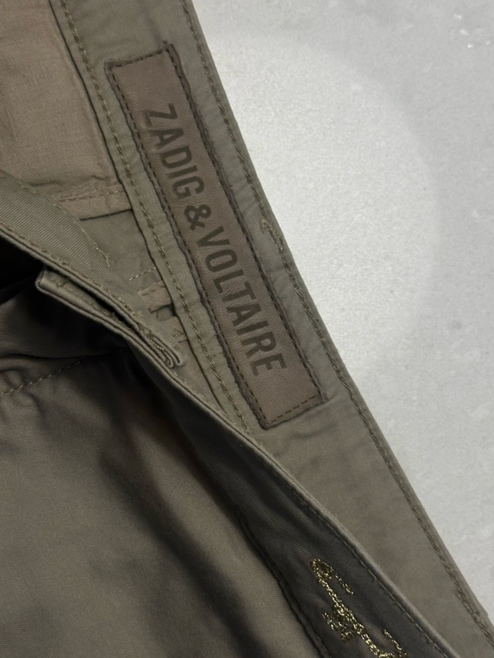 Zadig & Voltaire Olive Green Military Field Skirt with Branded Waistband